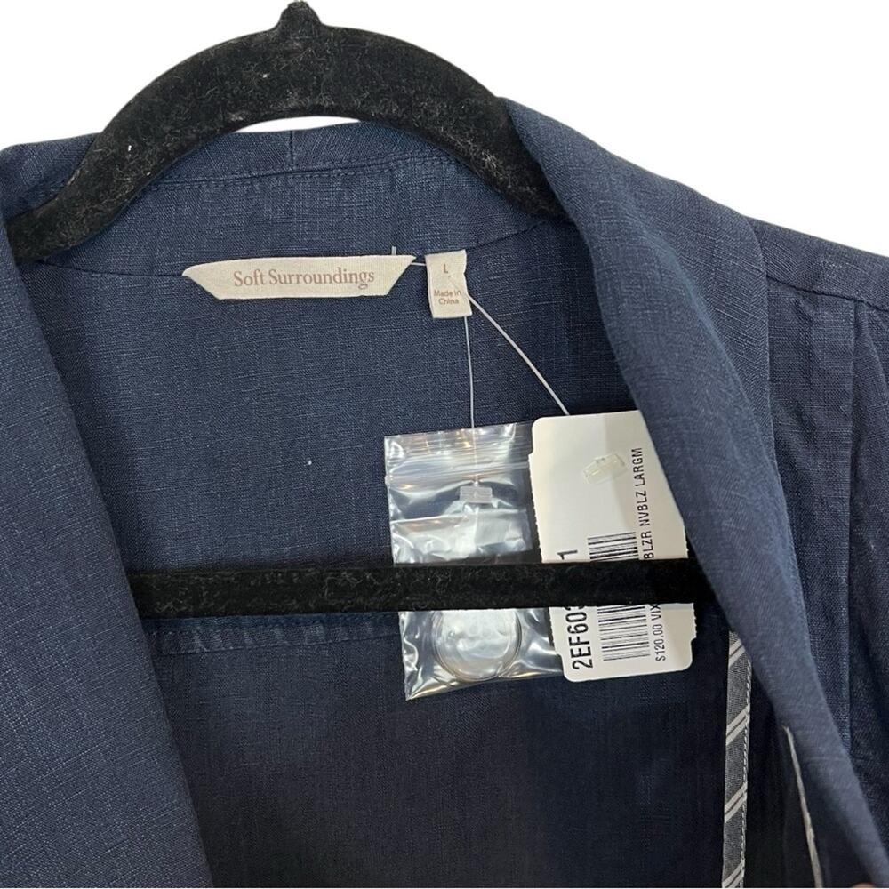 Soft Surroundings Tencel Linen Blend Navy Blue Blazer Jacket Size Large NWT - Picture 6 of 16